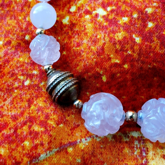 Rose Quartz Hand Carved Necklace. - Picture 2 of 6